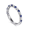 Straight Wedding Ring in 14k White Gold with Round Sapphire at Gabriel & Co.