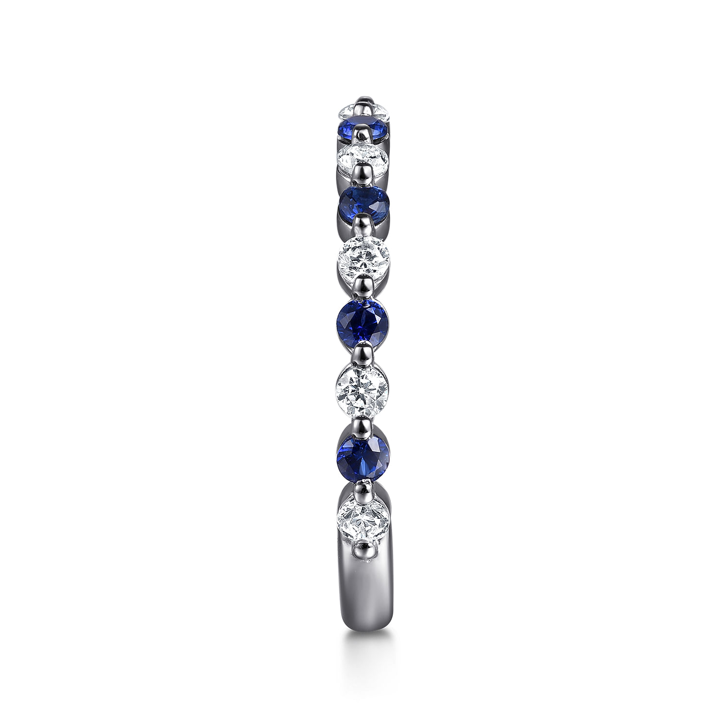 Straight Wedding Ring in 14k White Gold with Round Sapphire at Gabriel & Co. - Shot 4
