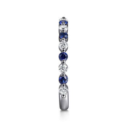 Devinne - 14K White Gold Single Prong Diamond and Sapphire Anniversary Band