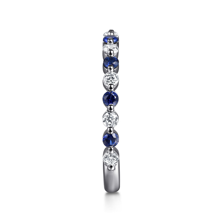 Devinne - 14K White Gold Single Prong Diamond and Sapphire Anniversary Band