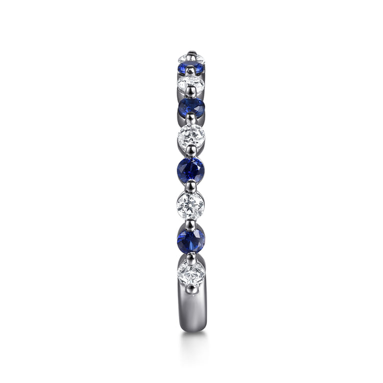 Straight Wedding Ring in 14k White Gold with Round Sapphire at Gabriel & Co. - Shot 4