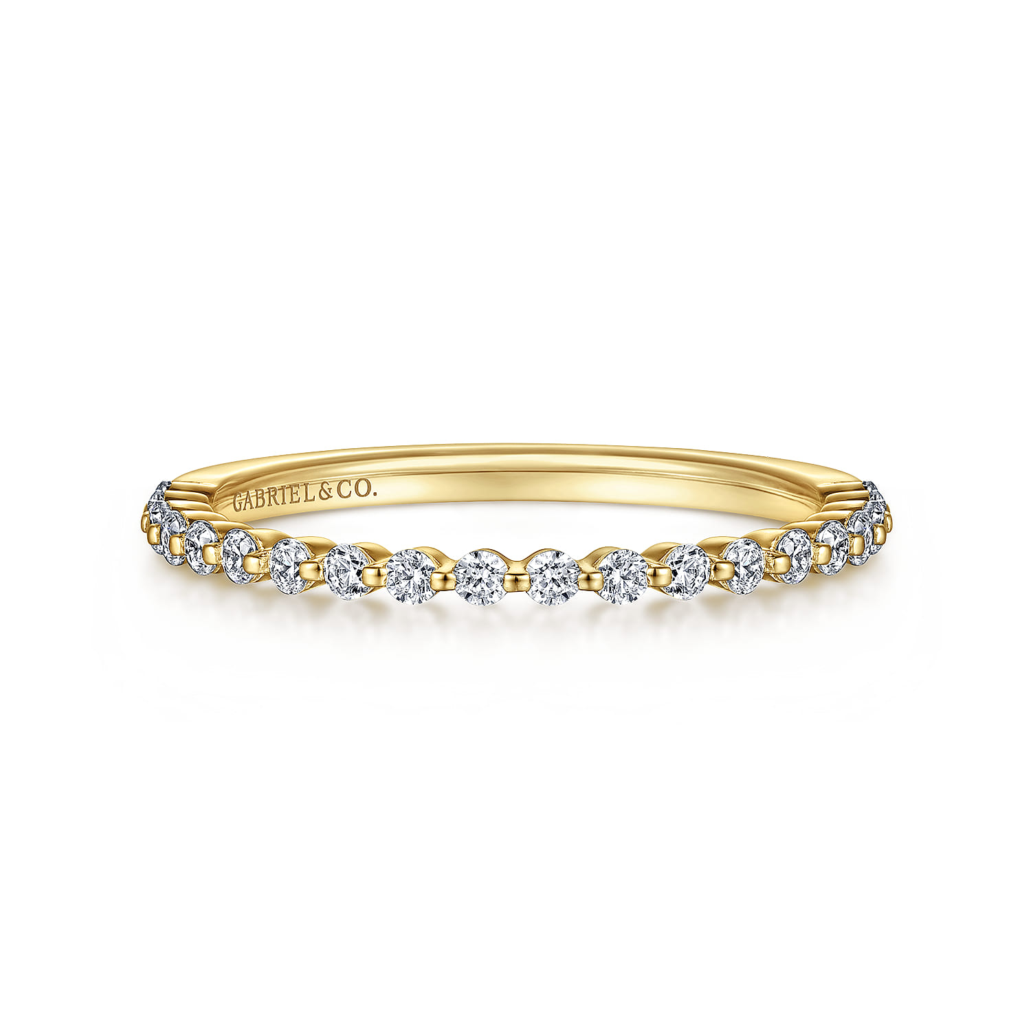 Straight Wedding Ring in 14k Yellow Gold with Round Natural Diamond at Gabriel & Co. - Shot 1