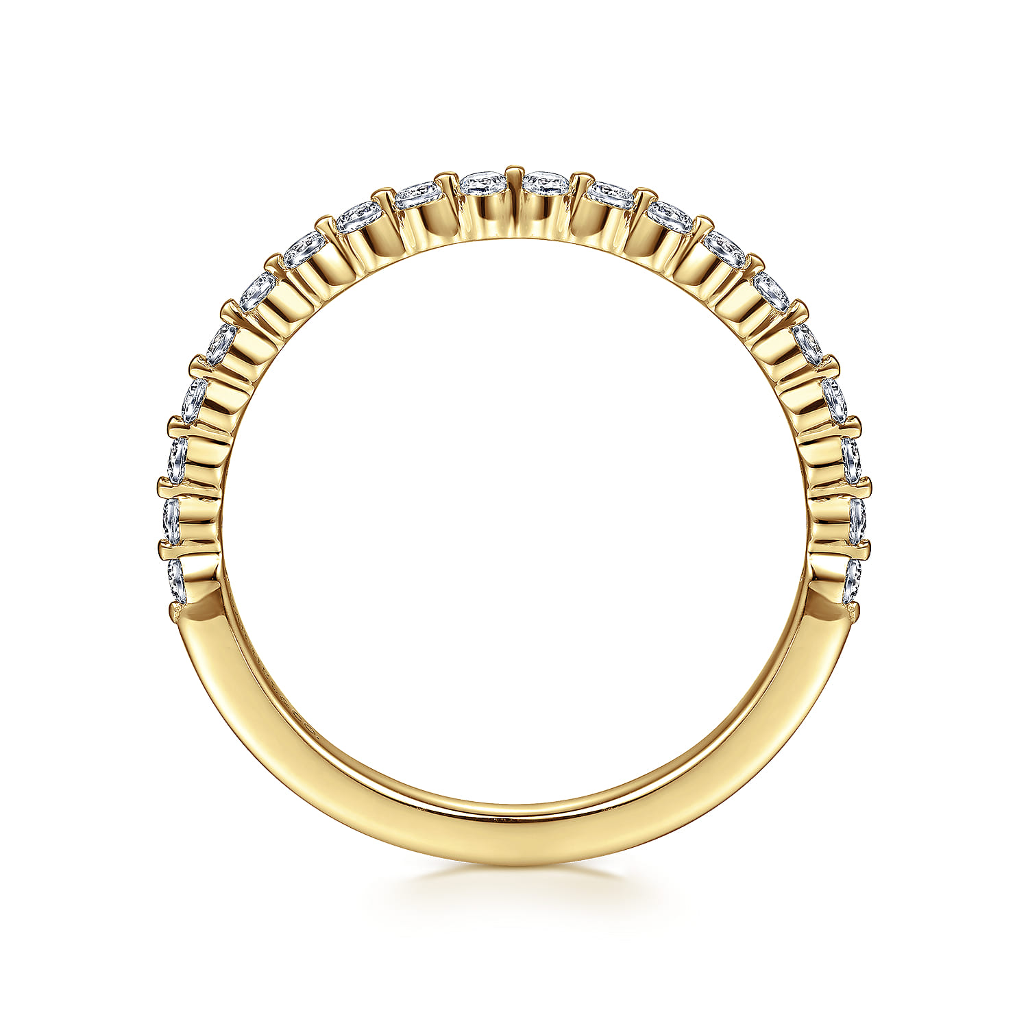 Straight Wedding Ring in 14k Yellow Gold with Round Natural Diamond at Gabriel & Co. - Shot 2