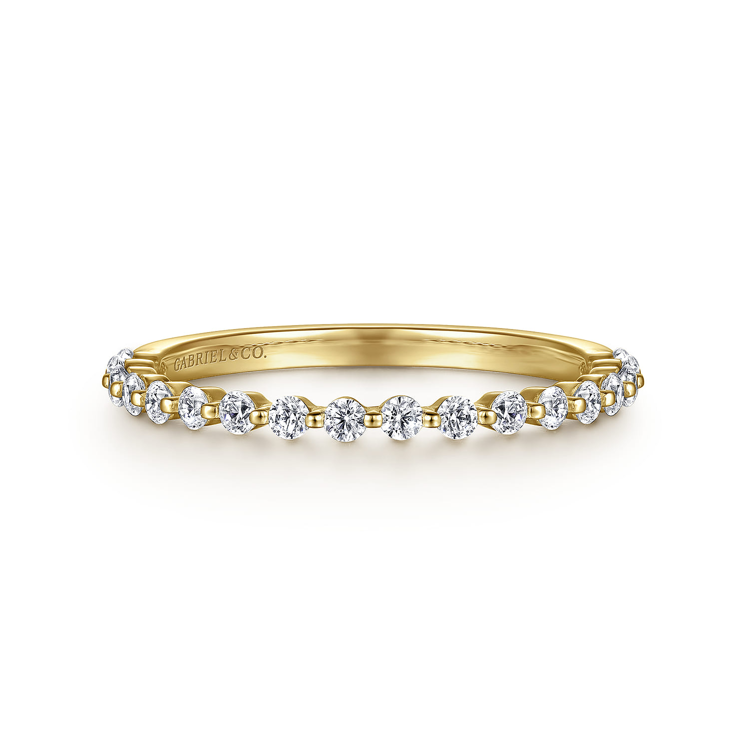 Straight Wedding Ring in 14k Yellow Gold with Round Natural Diamond at Gabriel & Co. - Shot 1