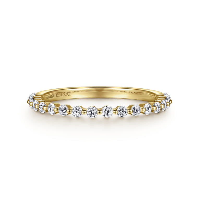 Straight Wedding Ring in 14k Yellow Gold with Round Natural Diamond at Gabriel & Co. - Shot 1