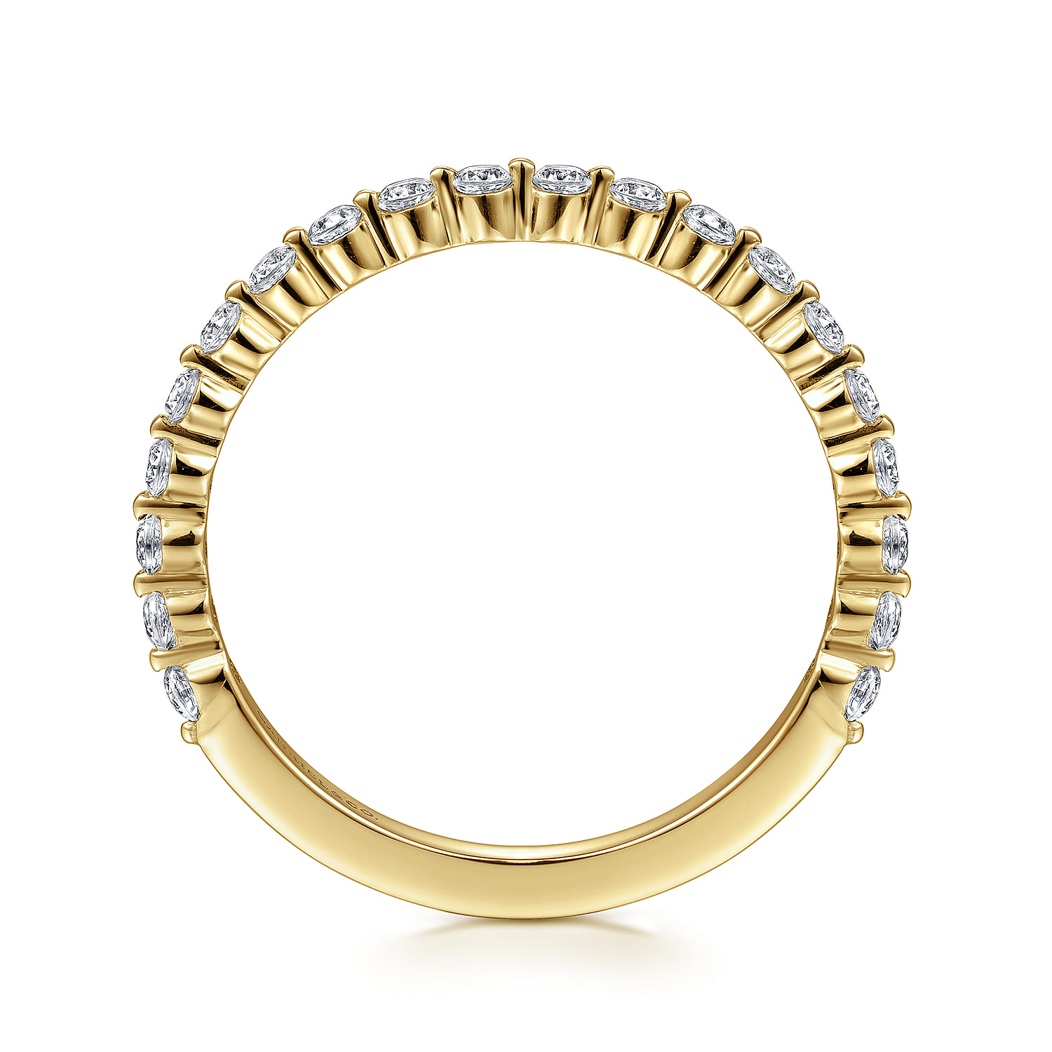 Straight Wedding Ring in 14k Yellow Gold with Round Natural Diamond at Gabriel & Co. - Shot 2