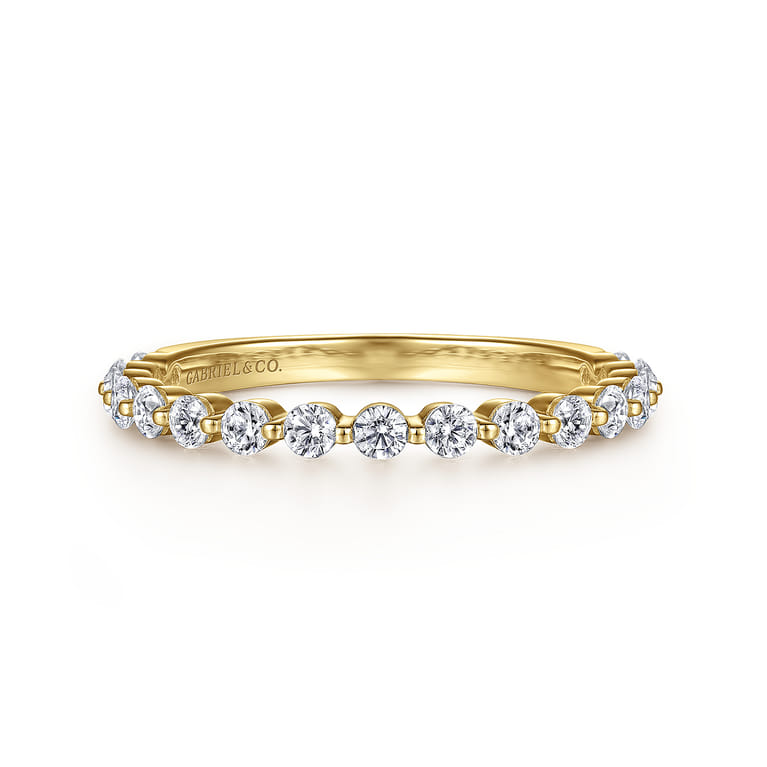 Straight Wedding Ring in 14k Yellow Gold with Round Natural Diamond at Gabriel & Co. - Shot 1