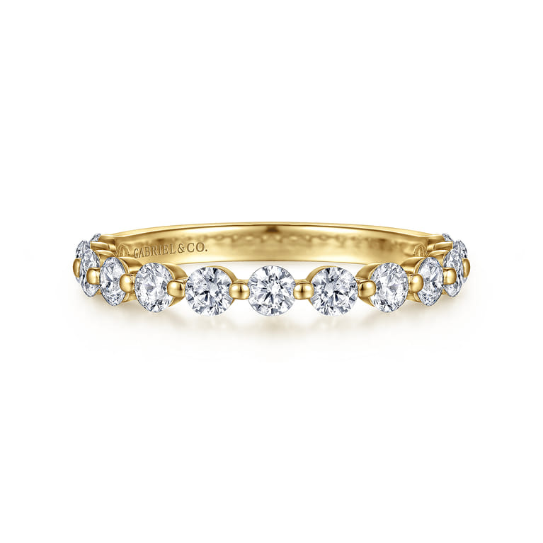Straight Wedding Ring in 14k Yellow Gold with Round Natural Diamond at Gabriel & Co. - Shot 1