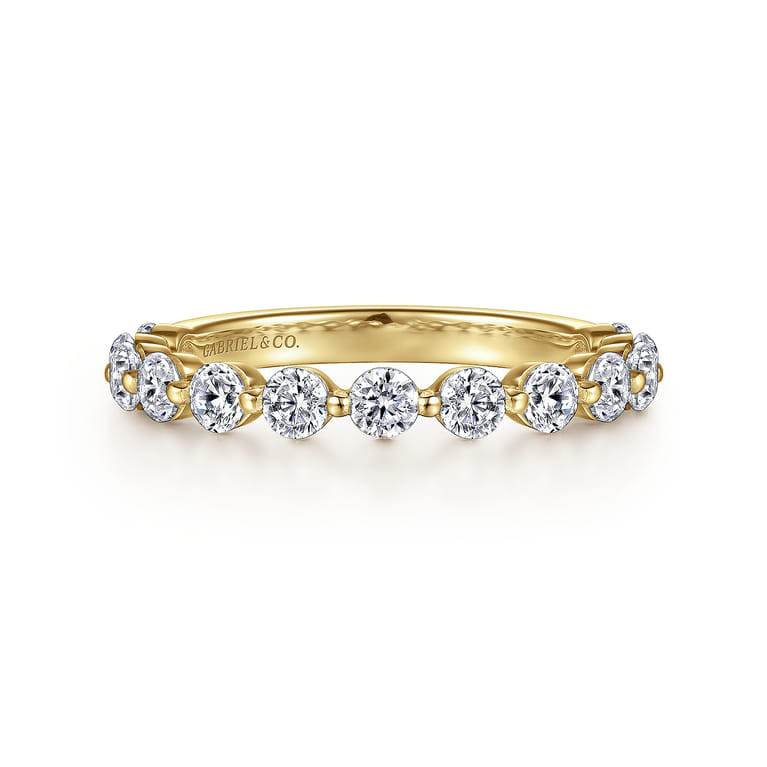 Straight Wedding Ring in 14k Yellow Gold with Round Natural Diamond at Gabriel & Co. - Shot 1
