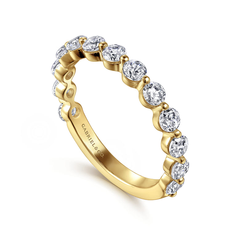 Straight Wedding Ring in 14k Yellow Gold with Round Natural Diamond at Gabriel & Co. - Shot 3