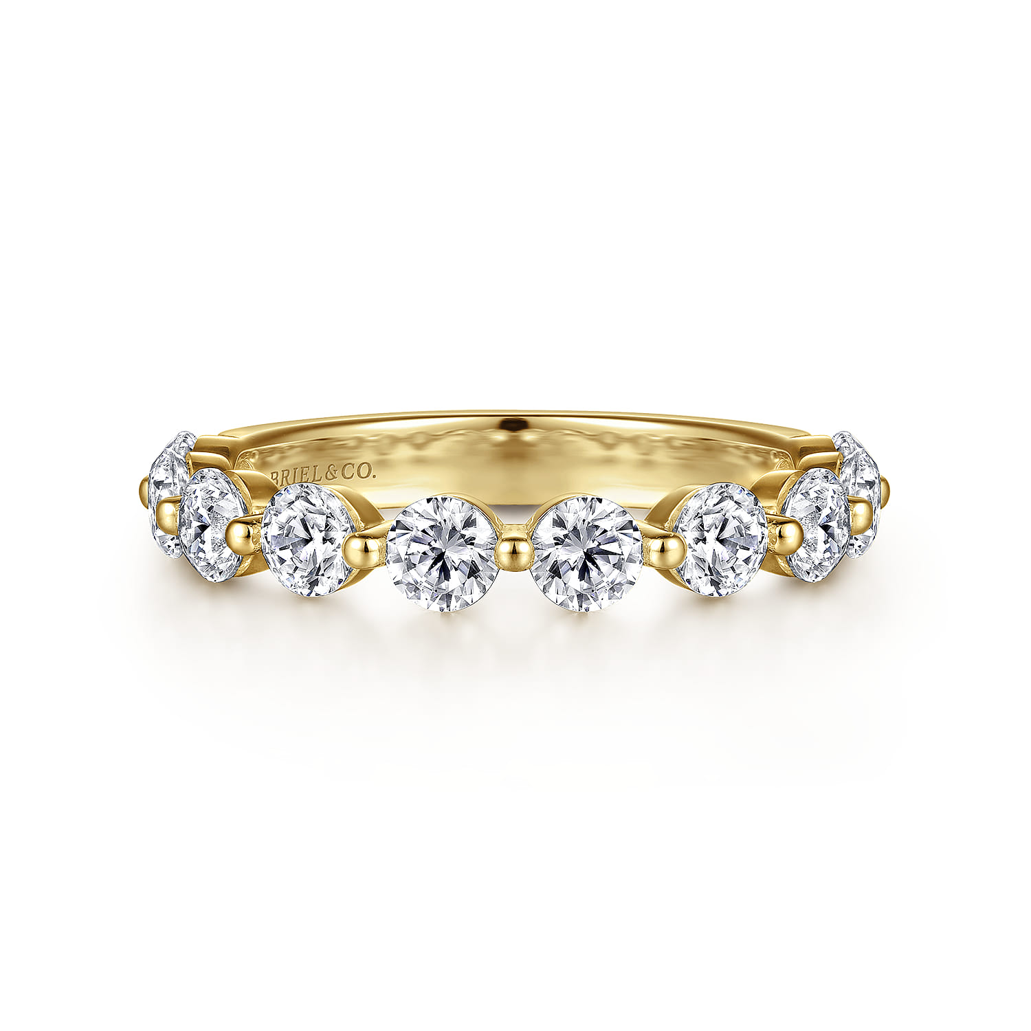 Straight Wedding Ring in 14k Yellow Gold with Round Natural Diamond at Gabriel & Co. - Shot 1