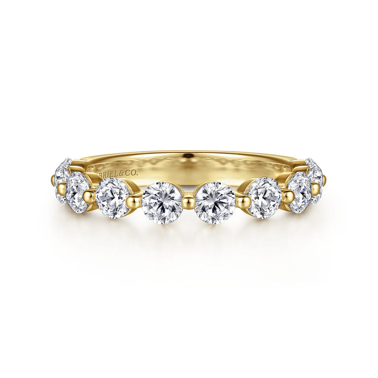 Straight Wedding Ring in 14k Yellow Gold with Round Natural Diamond at Gabriel & Co. - Shot 1