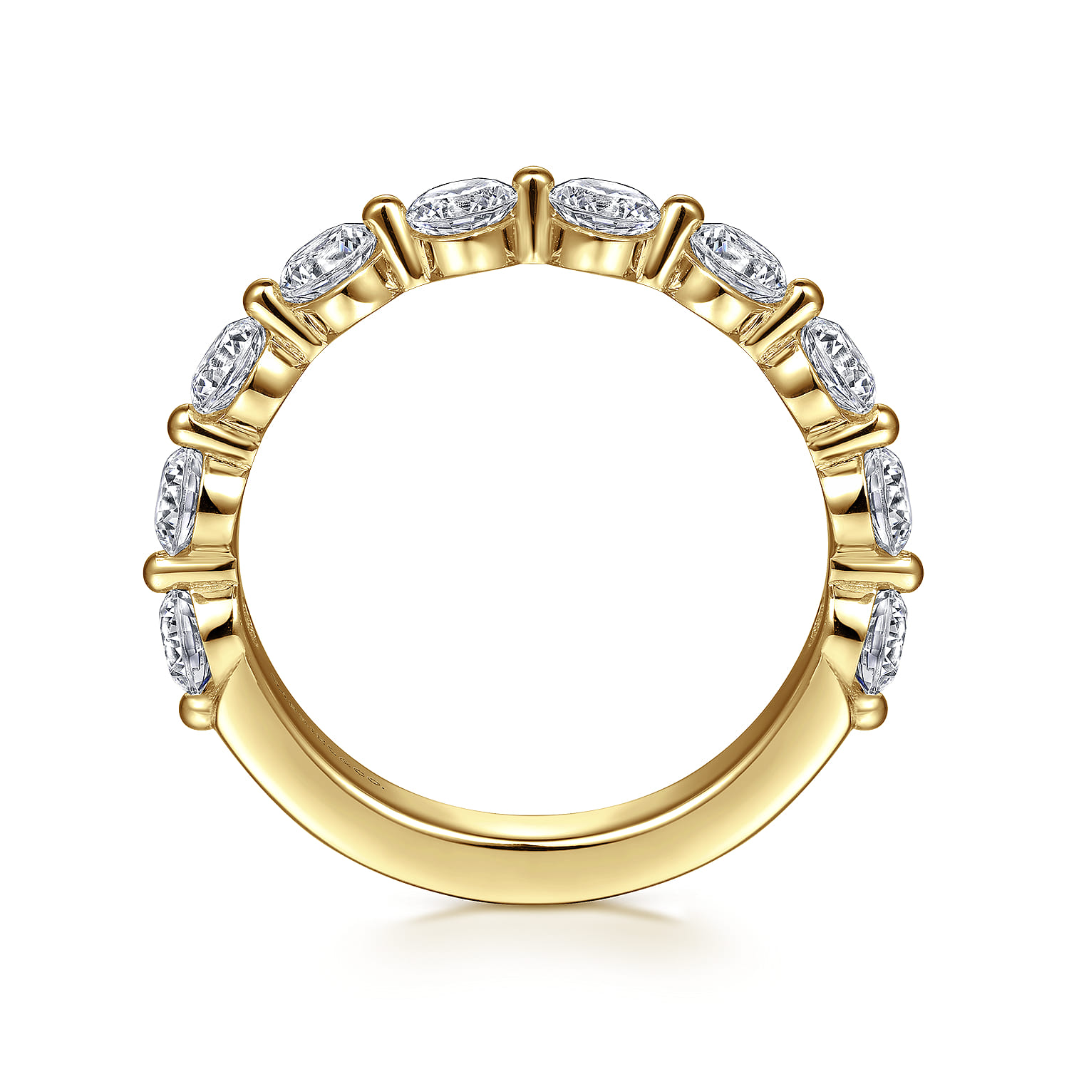 Straight Wedding Ring in 14k Yellow Gold with Round Natural Diamond at Gabriel & Co. - Shot 2