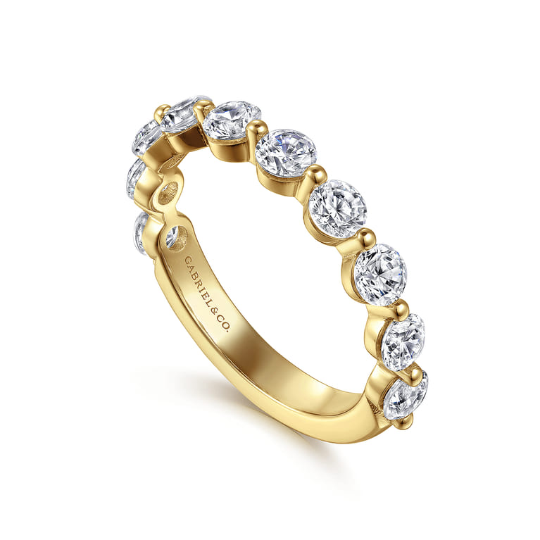 Straight Wedding Ring in 14k Yellow Gold with Round Natural Diamond at Gabriel & Co. - Shot 3