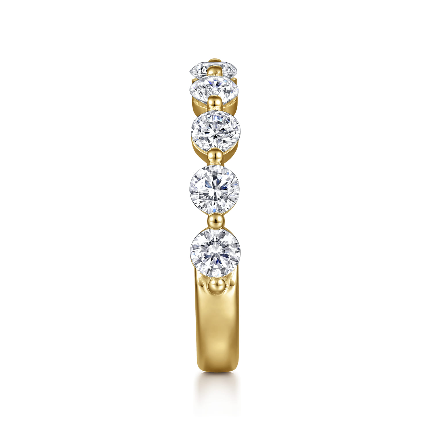 Straight Wedding Ring in 14k Yellow Gold with Round Natural Diamond at Gabriel & Co. - Shot 4