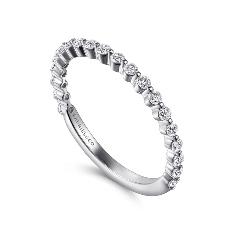 Straight Wedding Ring in Platinum with Round Natural Diamond at Gabriel & Co. - Shot 3