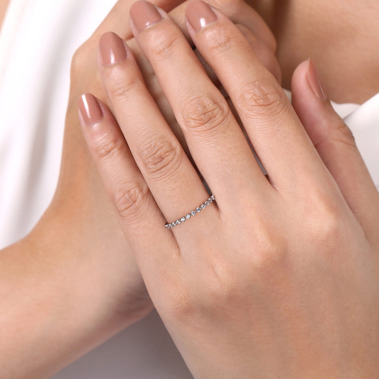 Straight Wedding Ring in Platinum with Round Natural Diamond at Gabriel & Co. - Shot 5