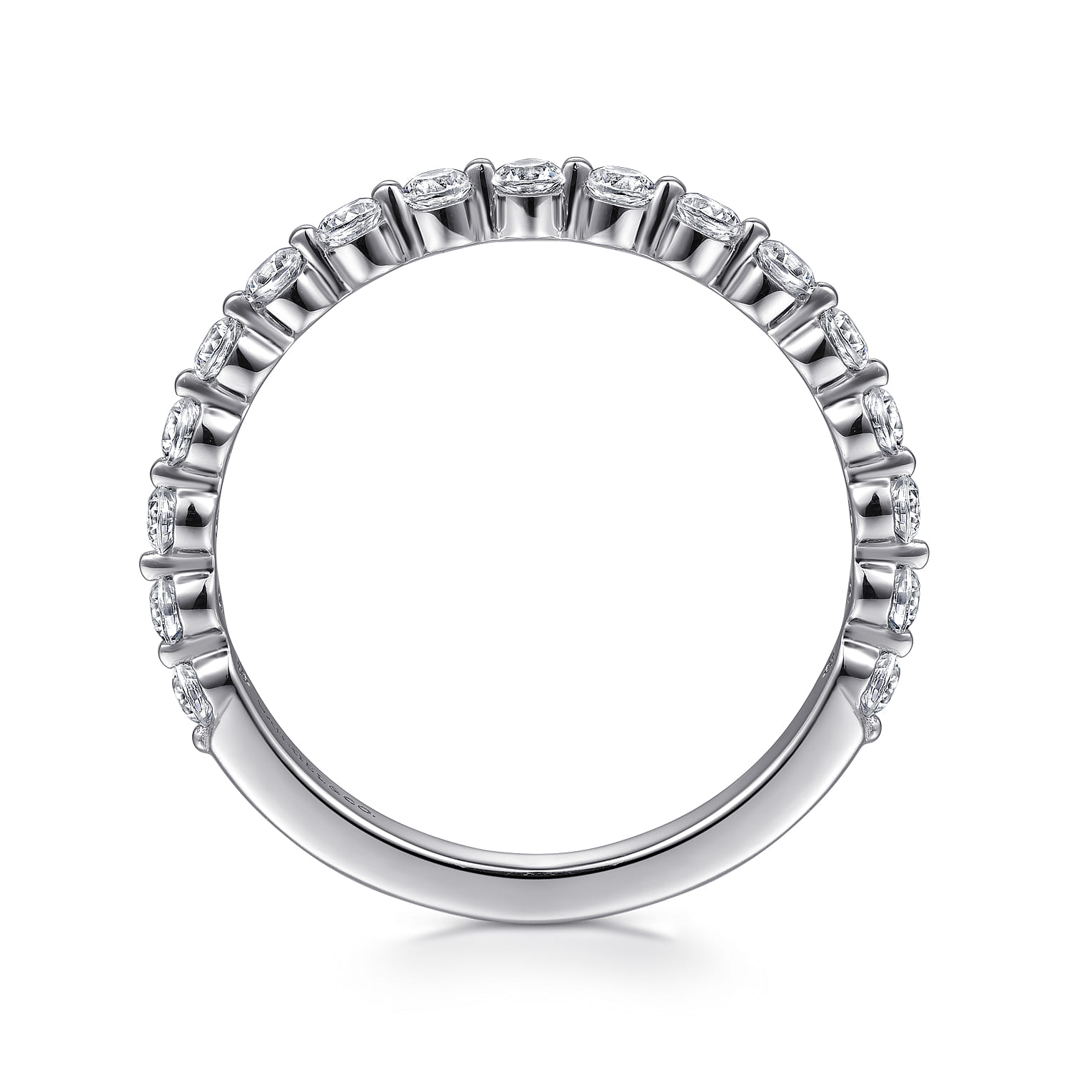 Straight Wedding Ring in Platinum with Round Natural Diamond at Gabriel & Co. - Shot 2