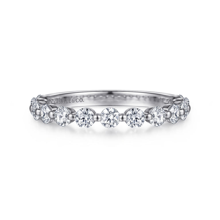 Straight Wedding Ring in Platinum with Round Natural Diamond at Gabriel & Co. - Shot 1