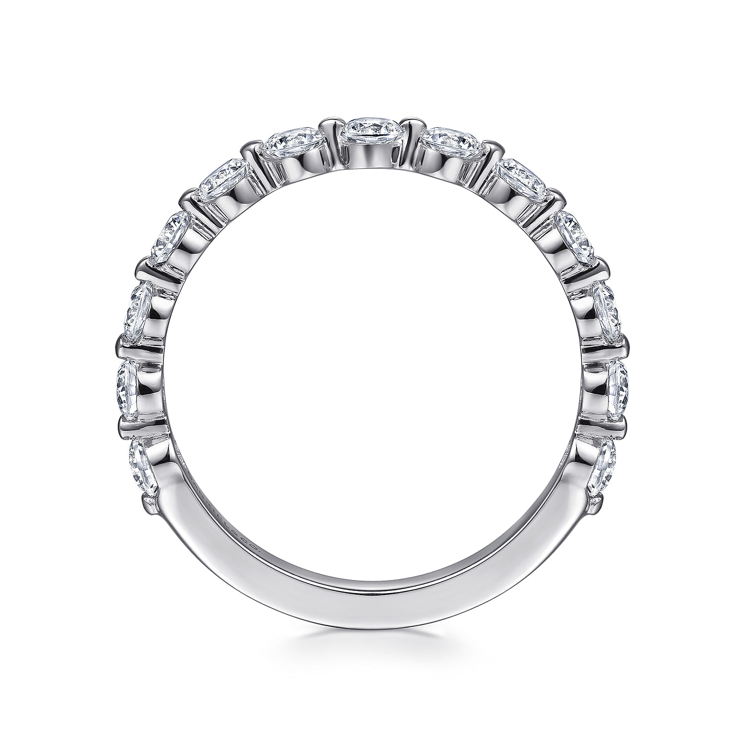 Straight Wedding Ring in Platinum with Round Natural Diamond at Gabriel & Co. - Shot 2