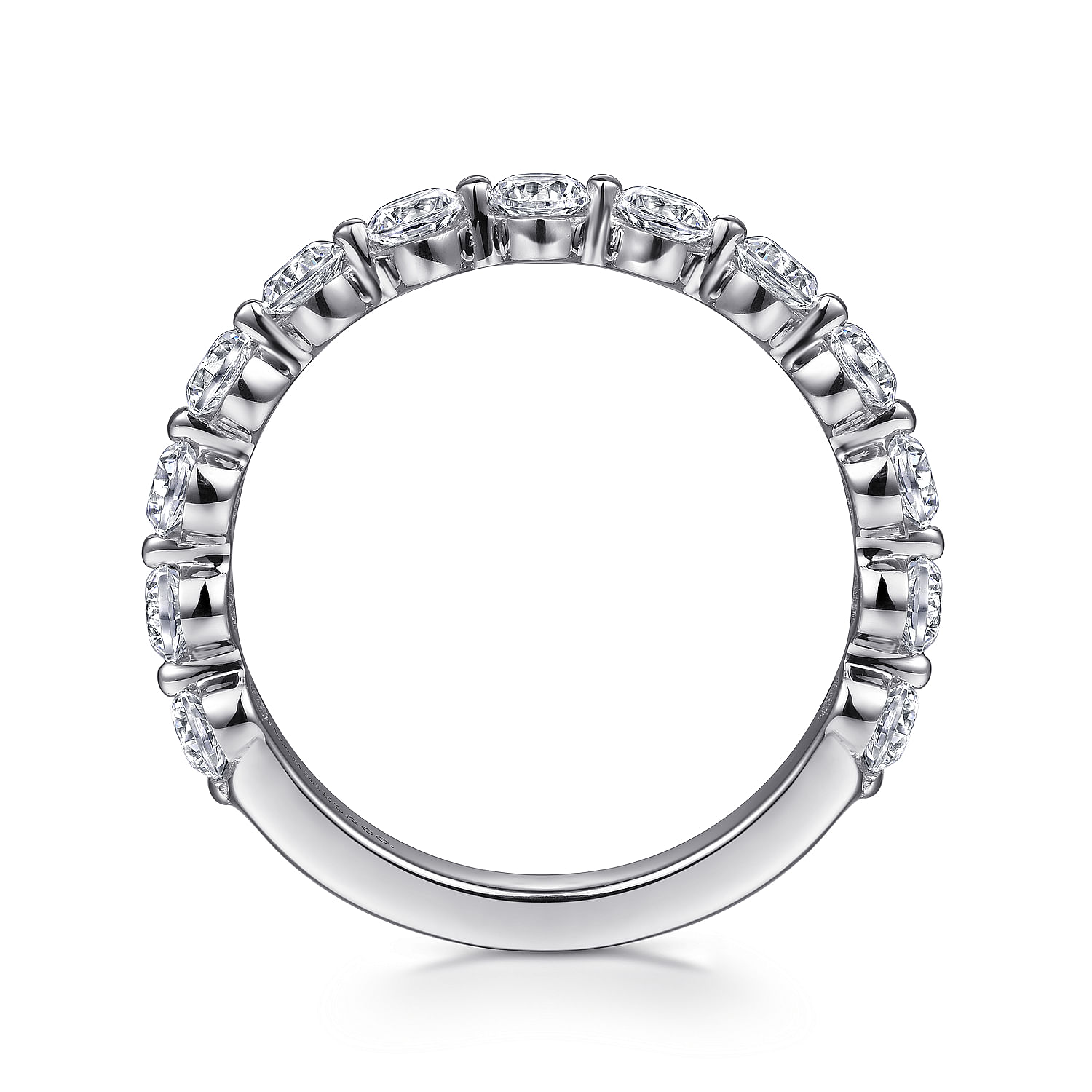 Straight Wedding Ring in Platinum with Round Natural Diamond at Gabriel & Co. - Shot 2