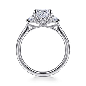 Devon - 14K White Gold Oval Three Stone Lotus Diamond Engagement Ring