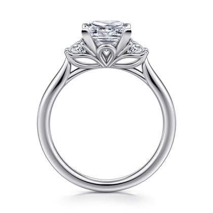 Devon - 14K White Gold Princess Cut Three Stone Lotus Diamond Engagement Ring