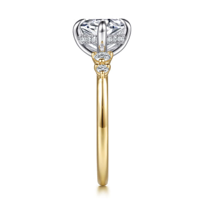 Devoted - 14K White-Yellow Gold Compass Prong Oval Diamond Engagement Ring