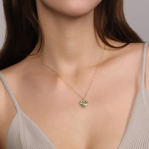 Diamond Cut - 14K White And Yellow Gold Diamond And Heart Pendant Necklace