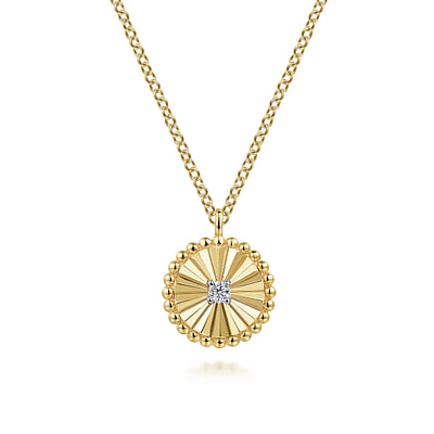 Diamond Cut - 14K White-Yellow Gold Bujukan Diamond Cut Pendant Necklace