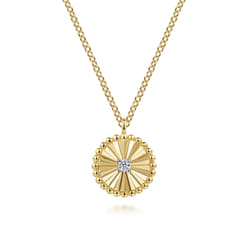 Diamond Cut - 14K White  Yellow Gold Diamond Pendant Necklace-Bujukan