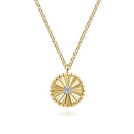 Diamond Cut - 14K White  Yellow Gold Diamond Pendant Necklace-Bujukan