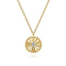 Diamond Cut - 14K White  Yellow Gold Diamond Pendant Necklace-Bujukan - 0.03 ct
