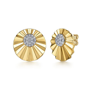 Diamond-Cut---14K-White-and-Yellow-Gold-Diamond-Round-Shape-Earrings-Stud-with-Diamond-Cut-Texture1