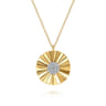 Diamond Cut - 14K White and Yellow Gold Diamond Round Shape Necklace with Diamond Cut Texture - 0.2 ct