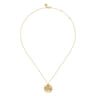 Diamond Cut - 14K White and Yellow Gold Diamond Round Shape Necklace with Diamond Cut Texture - 0.2 ct
