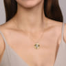 Diamond Cut - 14K White and Yellow Gold Diamond Round Shape Necklace with Diamond Cut Texture - 0.2 ct