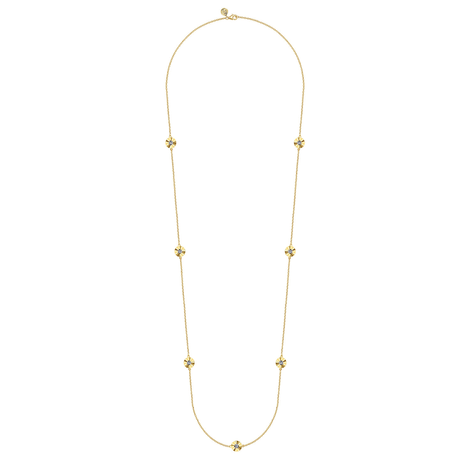 Diamond Cut - 14K White and Yellow Gold Station Necklace with Diamonds - 0.4 ct - Shot 2