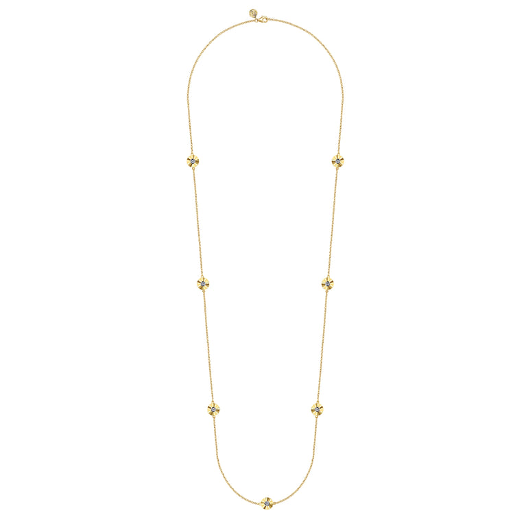 Diamond Cut - 14K White and Yellow Gold Station Necklace with Diamonds - 0.4 ct - Shot 2