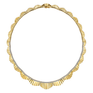 Diamond Cut - 14K Yellow Gold 16 inch Diamond Necklace With Diamond Cut Texture