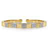 Diamond Cut - 14K Yellow Gold Demure Diamond Bangle Scallop Texture - 0.65 ct