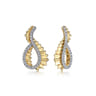 Diamond Cut - 14K Yellow Gold Diamond Earrings Stud in Swirl Shape With Diamond Cut Texture - 0.5 ct