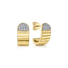 Diamond Cut - 14K Yellow Gold Diamond J Stud in size 15mm with J-Back and Diamond Cut Texture - 0.2 ct