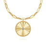 Diamond Cut - 14K Yellow Gold Diamond Medallion Chain Necklace - 0.05 ct