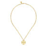 Diamond Cut - 14K Yellow Gold Diamond Medallion Chain Necklace - 0.05 ct