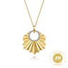 Diamond Cut - 14K Yellow Gold Diamond Necklace With Diamond Cut Texture In Leaf Shape - 0.19 ct