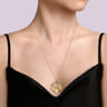 Diamond Cut - 14K Yellow Gold Diamond Necklace With Diamond Cut Texture In Leaf Shape - 0.19 ct