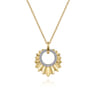 Diamond Cut - 14K Yellow Gold Diamond and Diamond Cut Texture Pendant Necklace - 0.11 ct