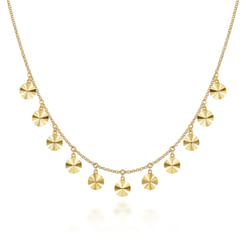 14K Yellow Gold Disc Drops Necklace