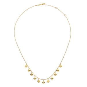 Diamond Cut - 14K Yellow Gold Disc Drops Necklace